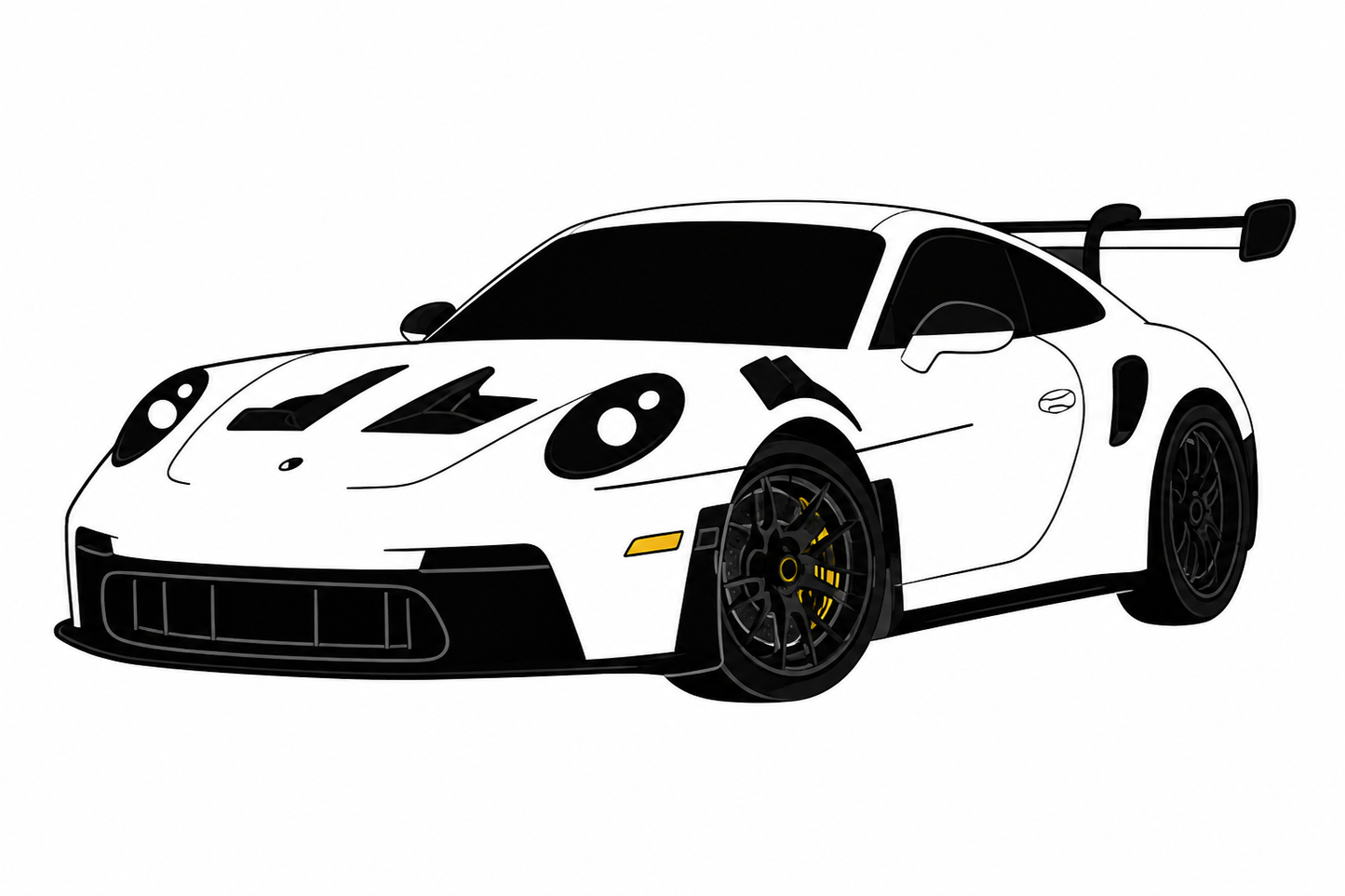 White GT Sports Car Metal Phone Charm Sticker