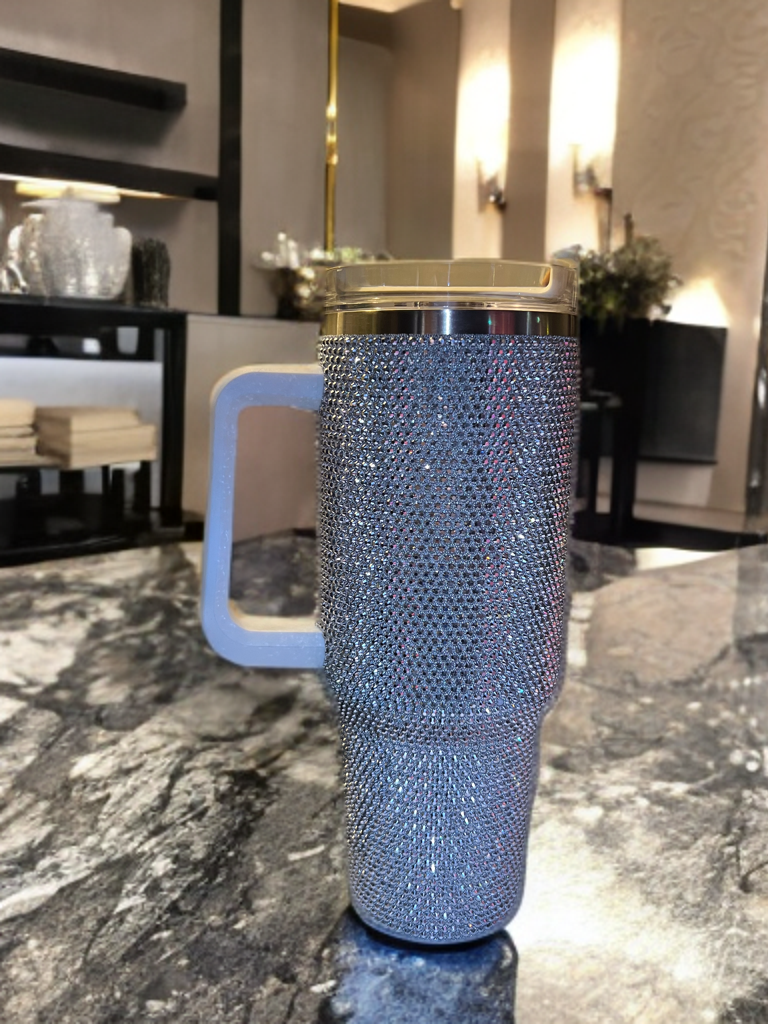 Silver Rhinestone Quencher Tumblr 40oz