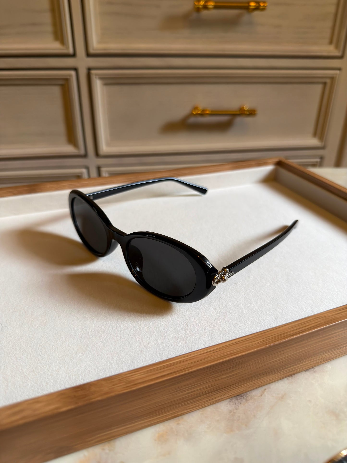 Tiffany & Co. Black Oval Sunglasses