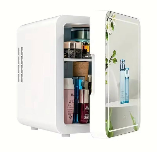 Pink 4L Small LED mirror portable fridge