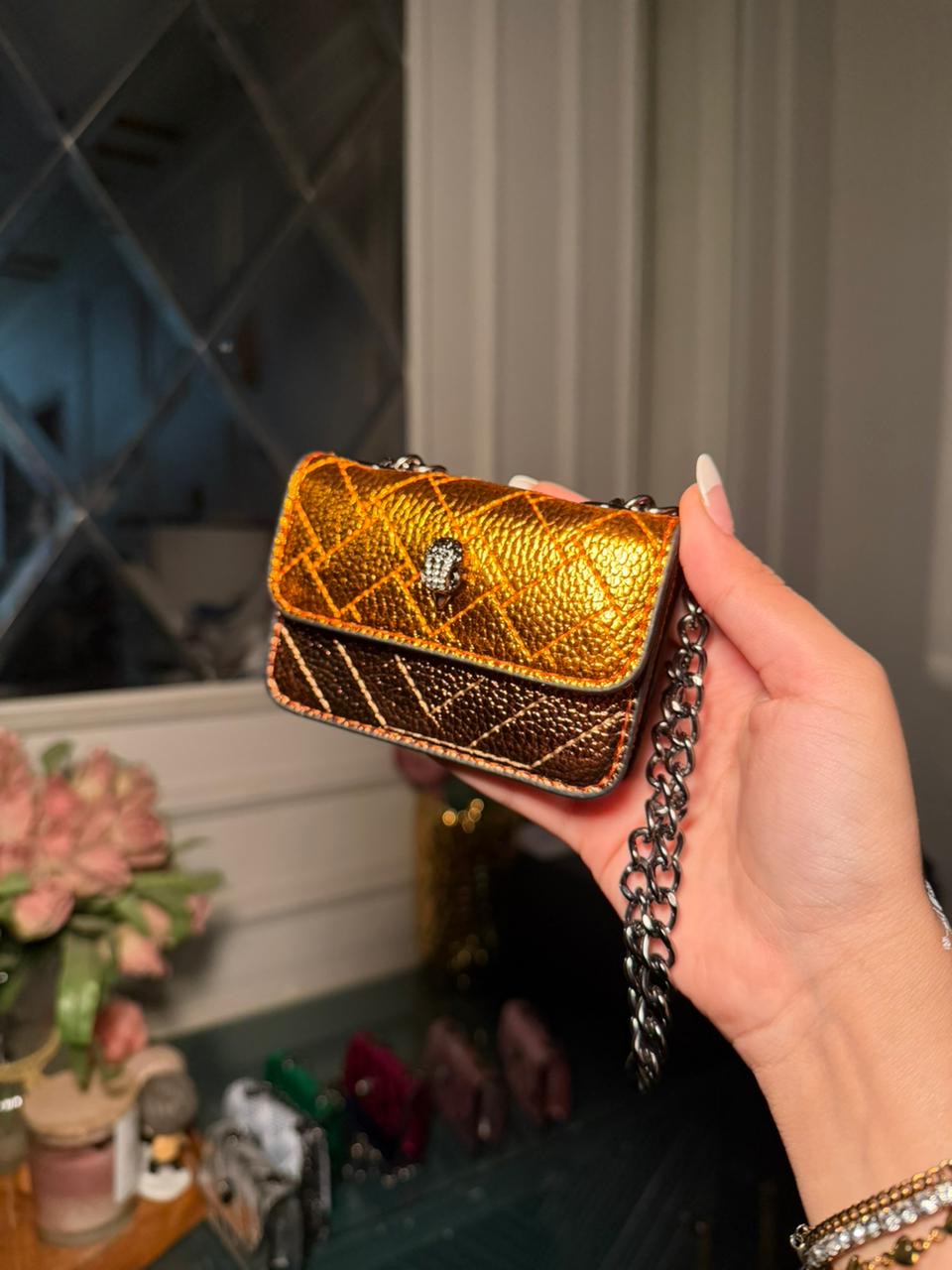 Kurt Geiger Kensington Mini Quilted Bag – Orange (IMMEDIATE DELIVERY AVAILABLE)