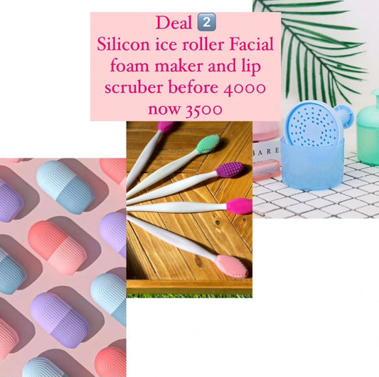 Silicon roller, facial foam maker and lip scrubber bundle