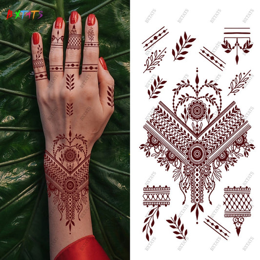 Maroon Full Hand V-Shape Bridal Mehndi Design
