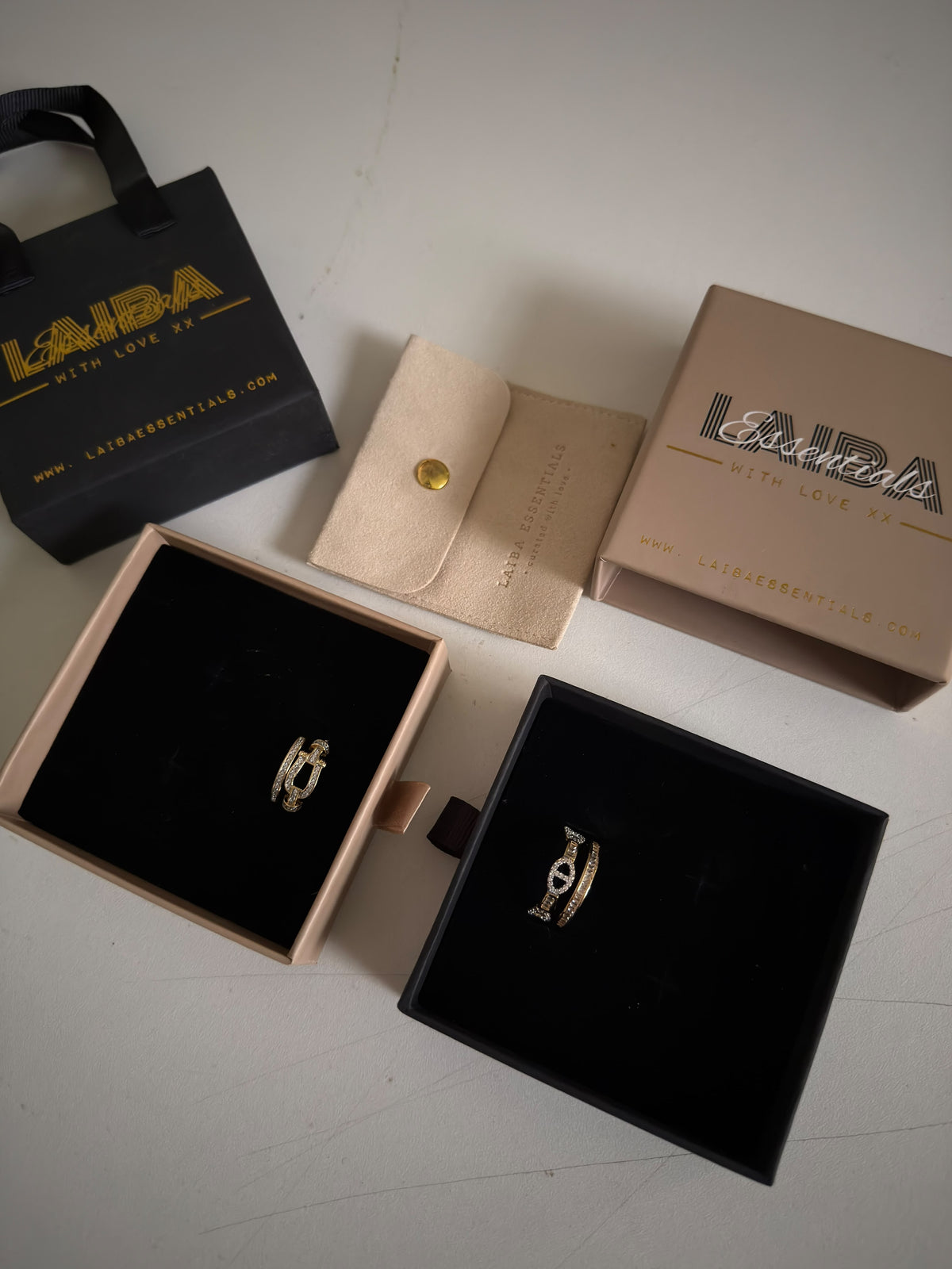 Luxe Adornments Collection adjustable table ring (Laibaessentials packaging)