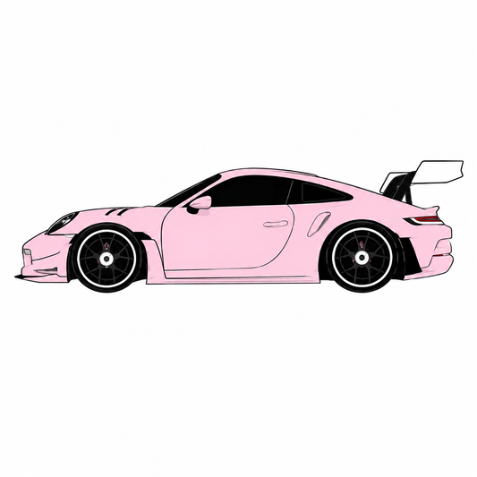 Pink Sports Car Metal Phone Charm Sticker