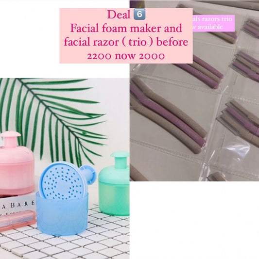 Facial foam maker and facial razor (trio) bundle