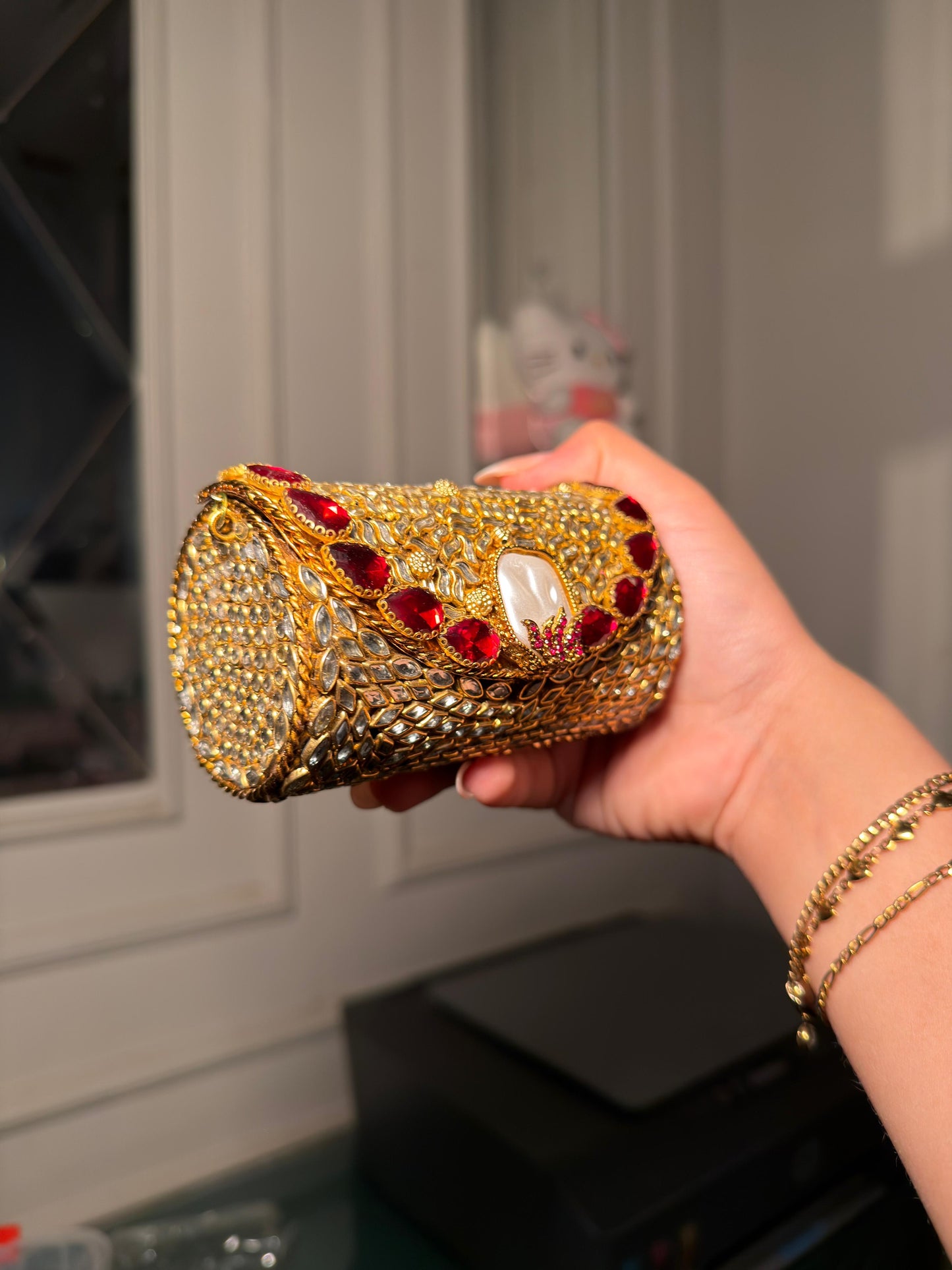 Ruby Royale Kundan Clutch