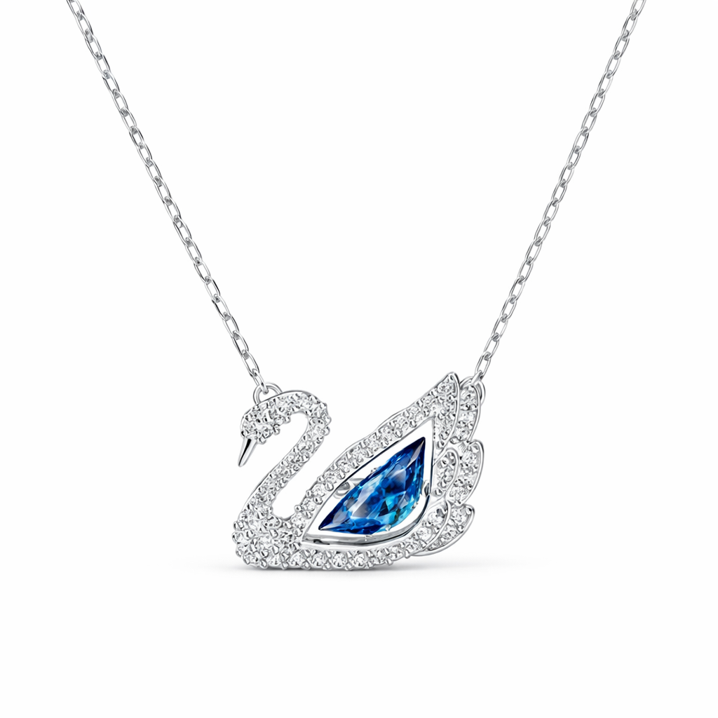 Swarovski Iconic Swan Dazzling Pendant Necklace (Blue Stone) – Comes in original brand packaging.