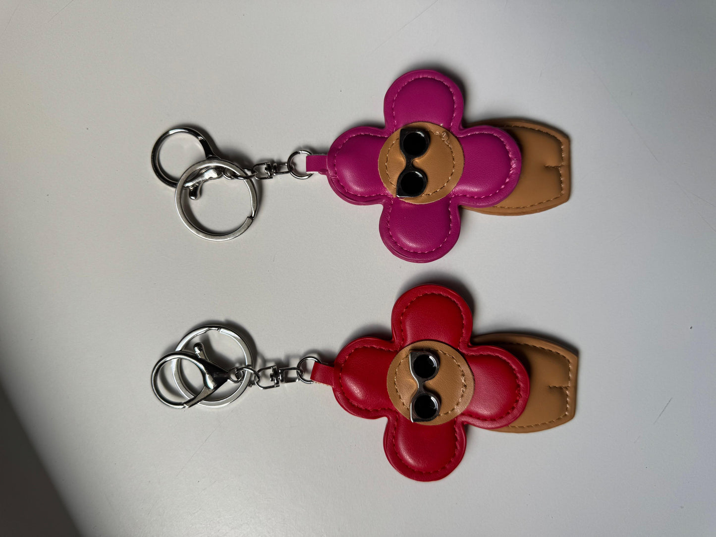Flower Doll Leather Keychain Bag Charm