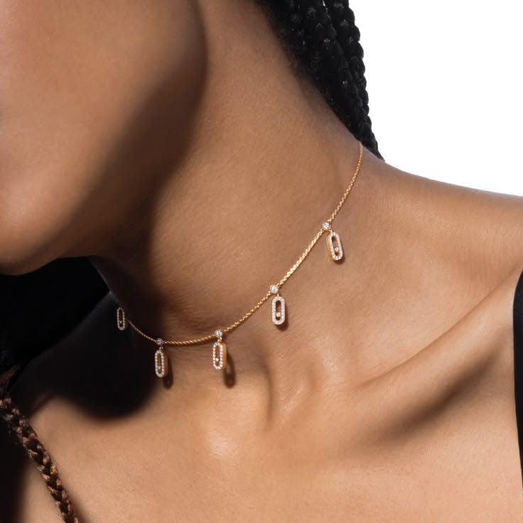 Messika MOVE UNO PAVÉ DROP PENDANT CHOKER Necklace