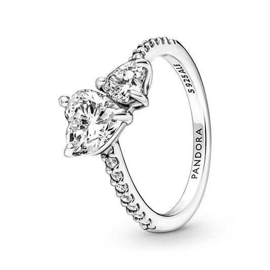 Pandora Sparkling Two Hearts Halo Ring.(With box & Proper Packaging)