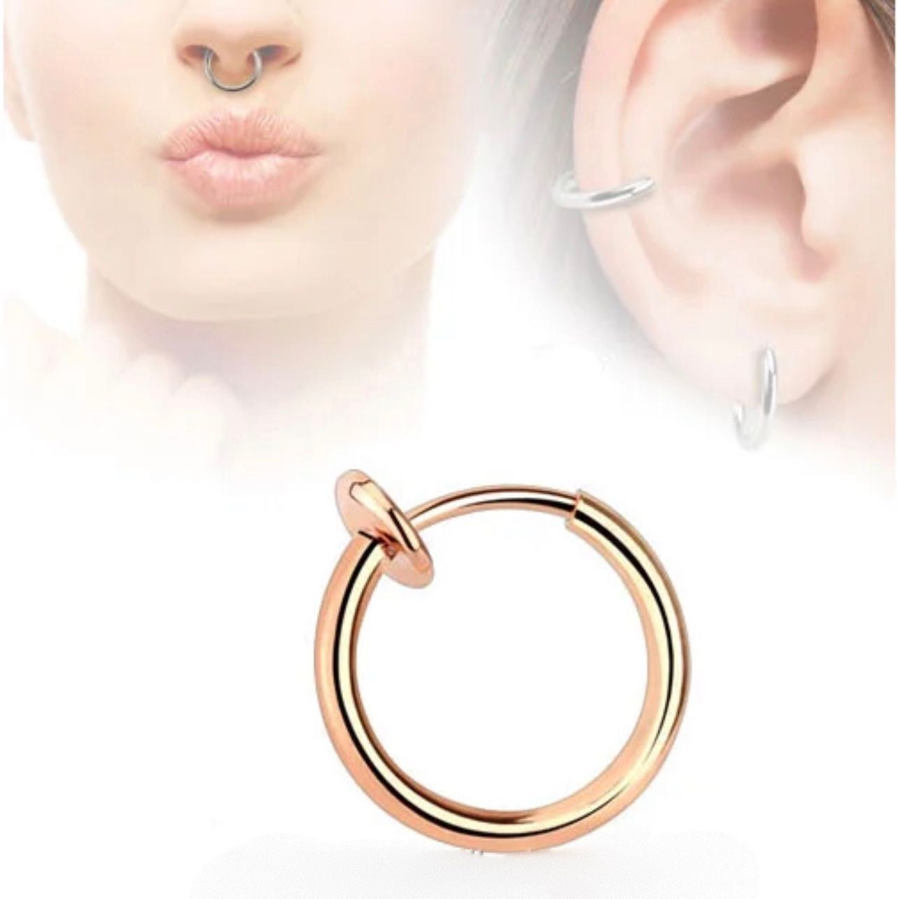 No hole clip ear cuff spring duo