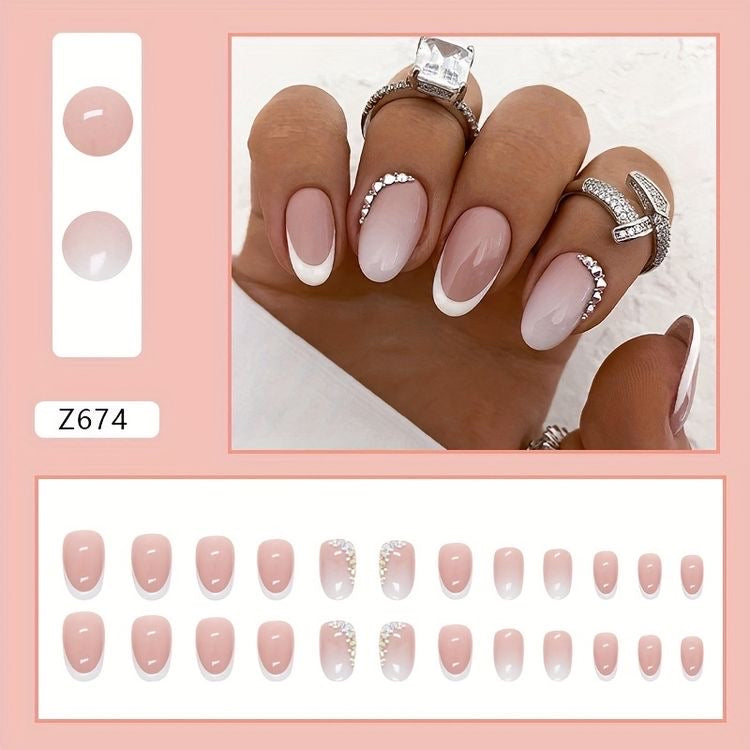 White Beige Dot Nails