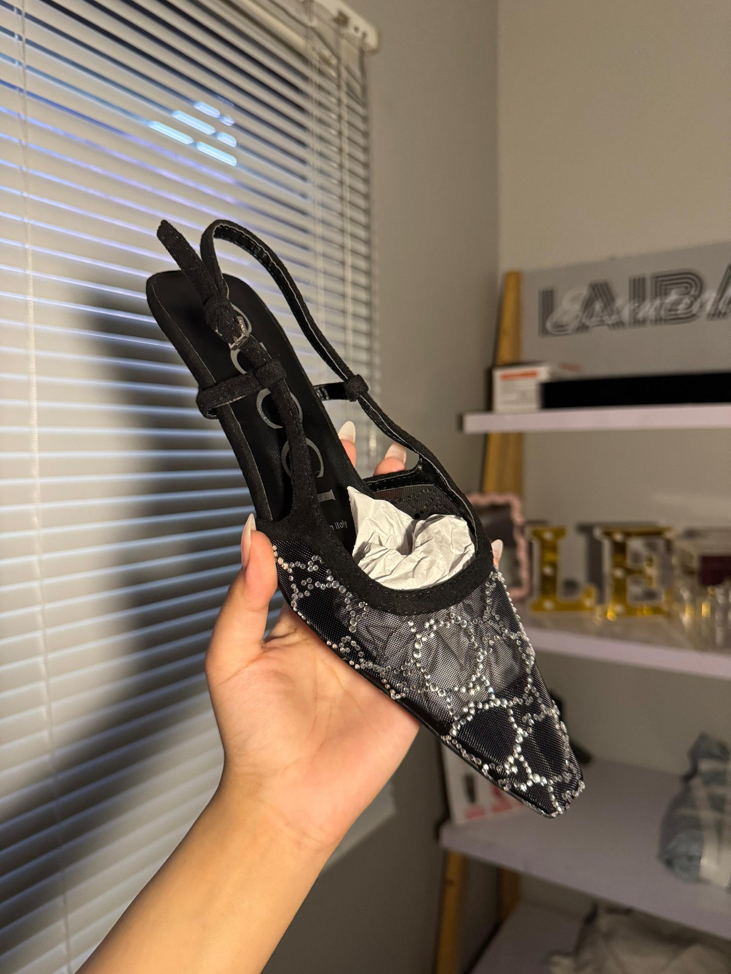 Gucci Demi embellished slingback pumps in black (Entire Box Packaging)