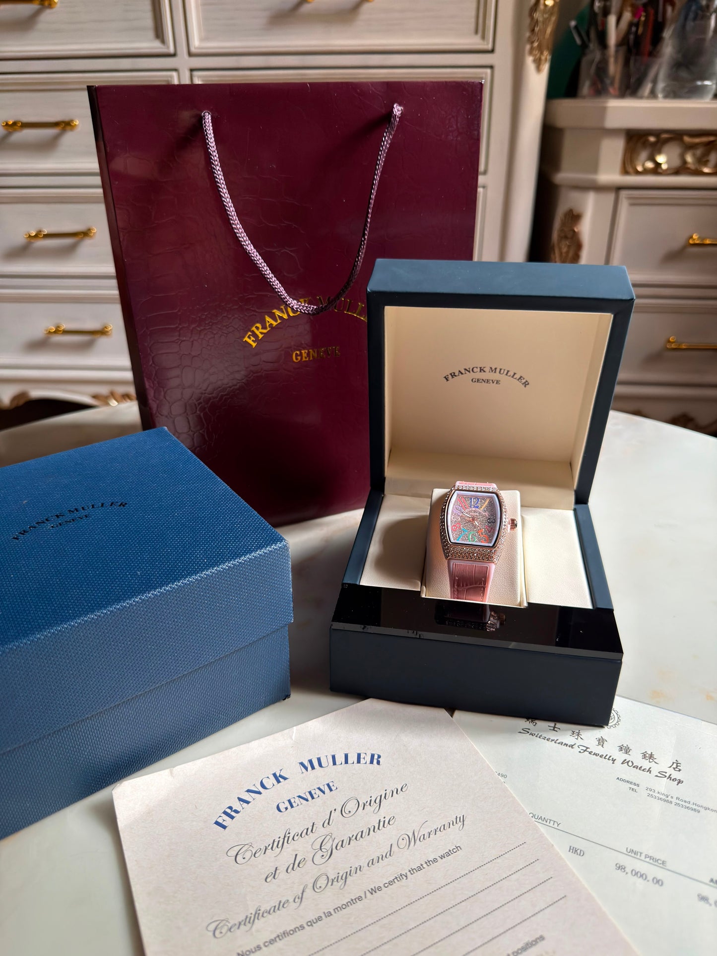 Candy Pink Multicolors Franck Muller Watches( With box & Proper Packaging)