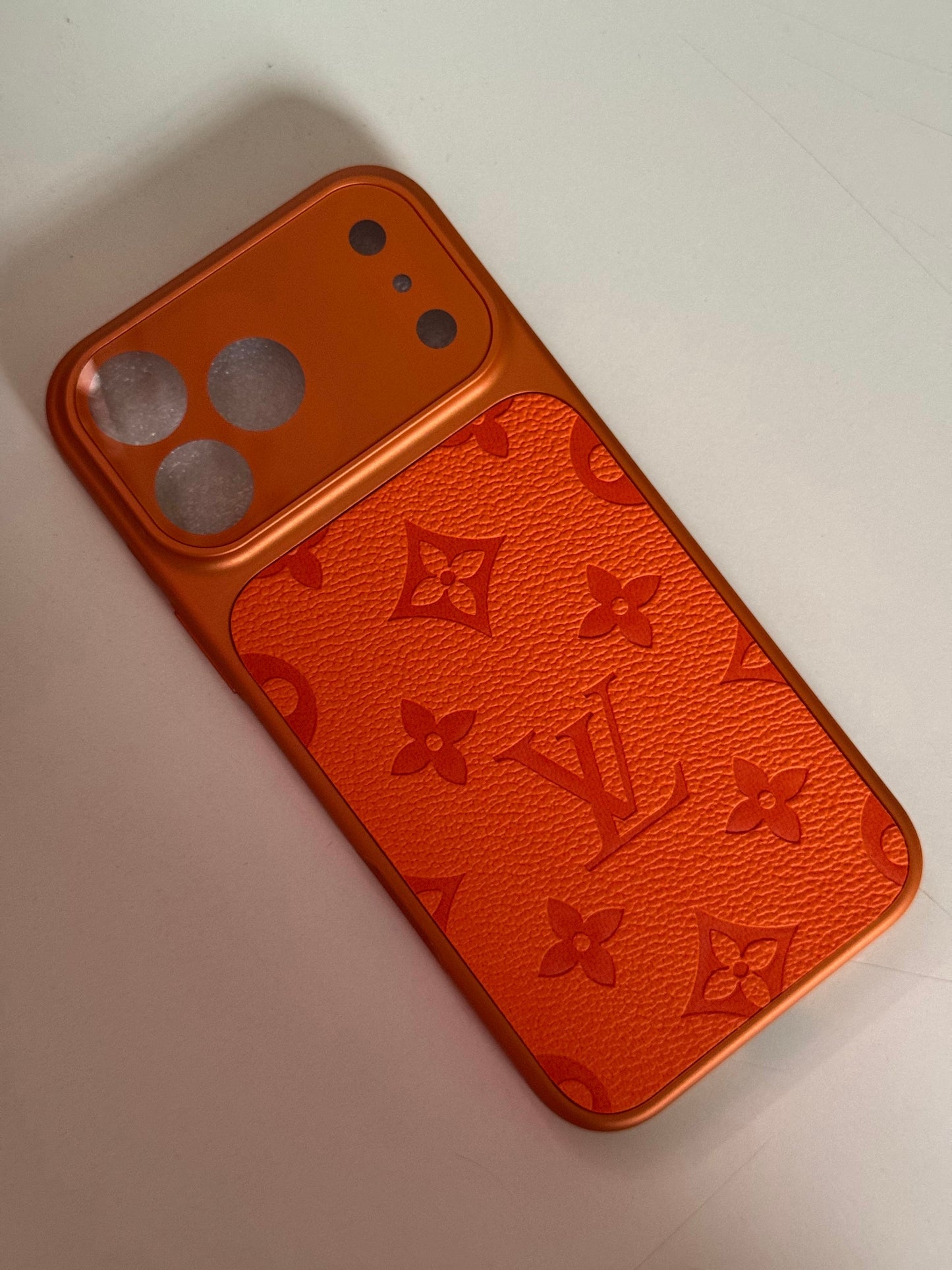 Orange LV Monogram Leather Phone Case