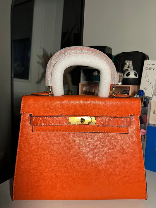 Orange big Kelly Birkin hand bag (In Stock)