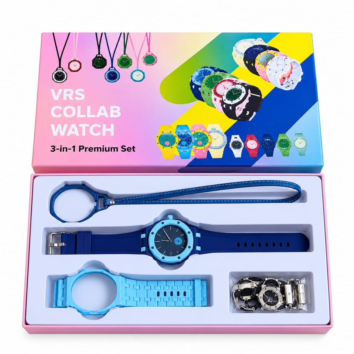 VRS 3-in-1 Collab Interchangeable Silicone Strap Watch Set