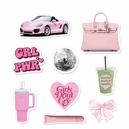 Pink Girly Pop Phone & Laptop Sticker Sheet