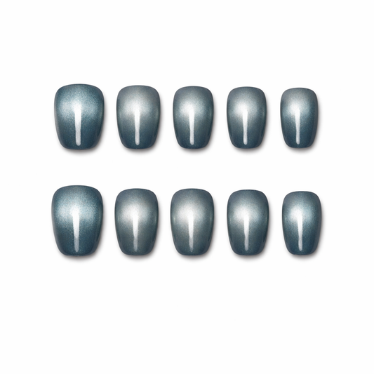 Green galaxy hand made nails L34