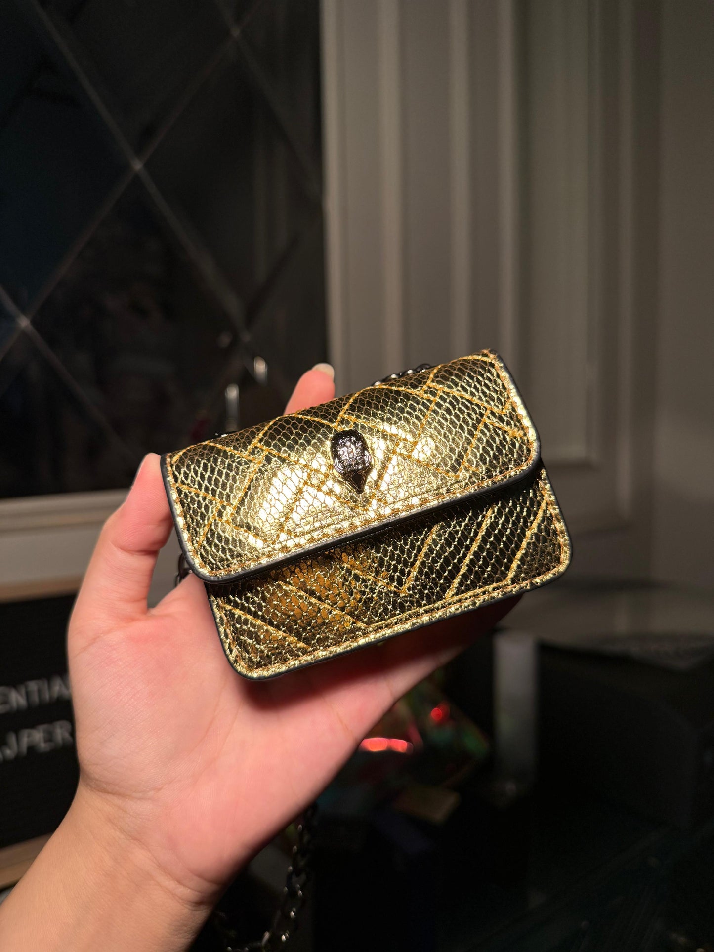 Kurt Geiger Kensington Mini Quilted Bag – Metallic Gold (IMMEDIATE DELIVERY AVAILABLE)