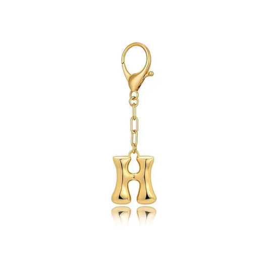 H Alphabet gold bubble charm bag keychain