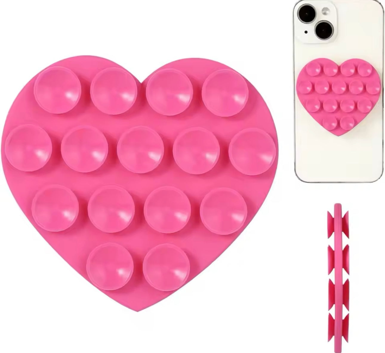 Dark pink heart double side grippy