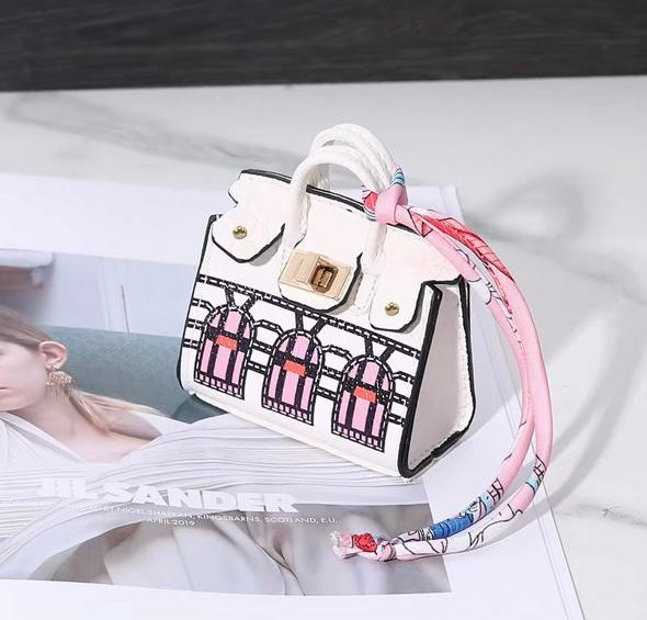 White Hermes Fauxborg Birkin Mini bag charm