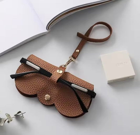 Brown handmade PU Leather hanging glasses case charm