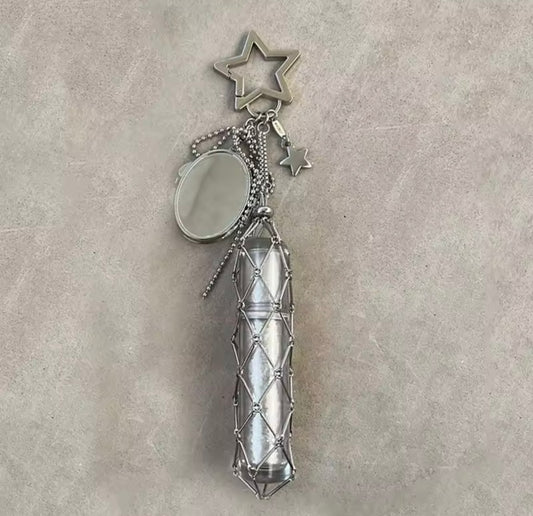 Silver Dior-Inspired Stick Keychain (Star Design)