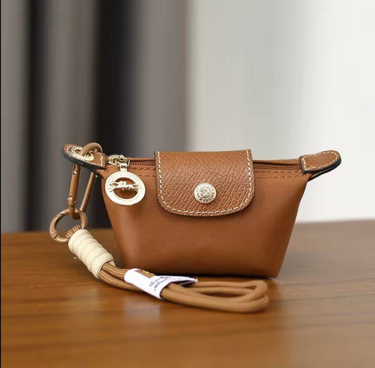 Red Longchamp mini bag charm keychain