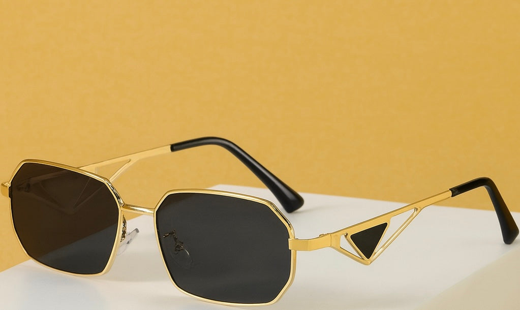 Black with golden Prada metal frame glasses