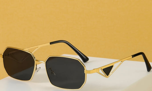 Black with golden Prada metal frame glasses