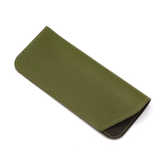 Oilve green leather case for glasses