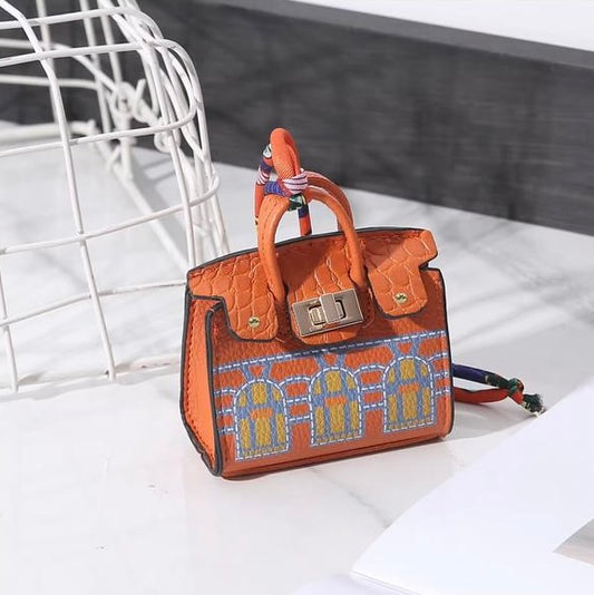Orange Hermes Fauxborg Birkin Mini bag charm