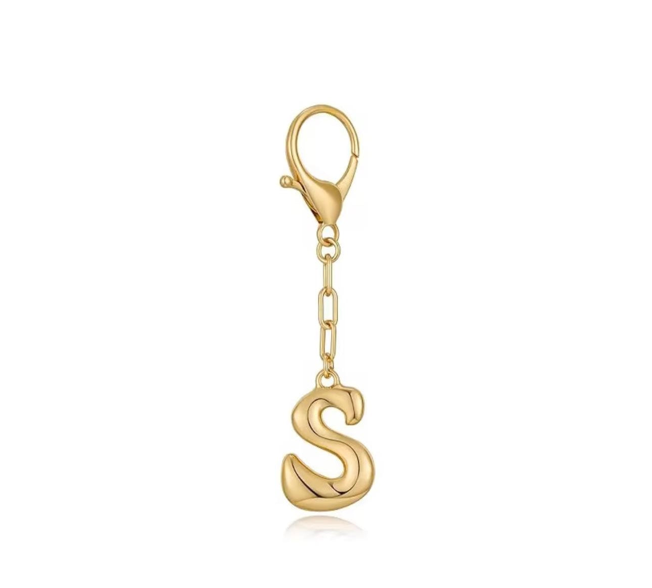 S Alphabet gold bubble charm bag keychain