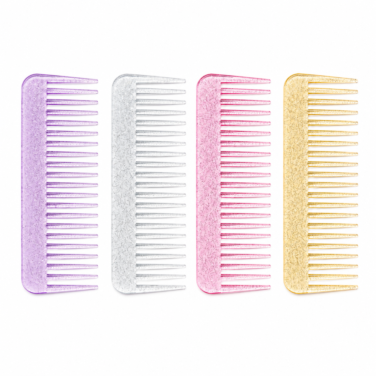 Transparent glitter hair comb