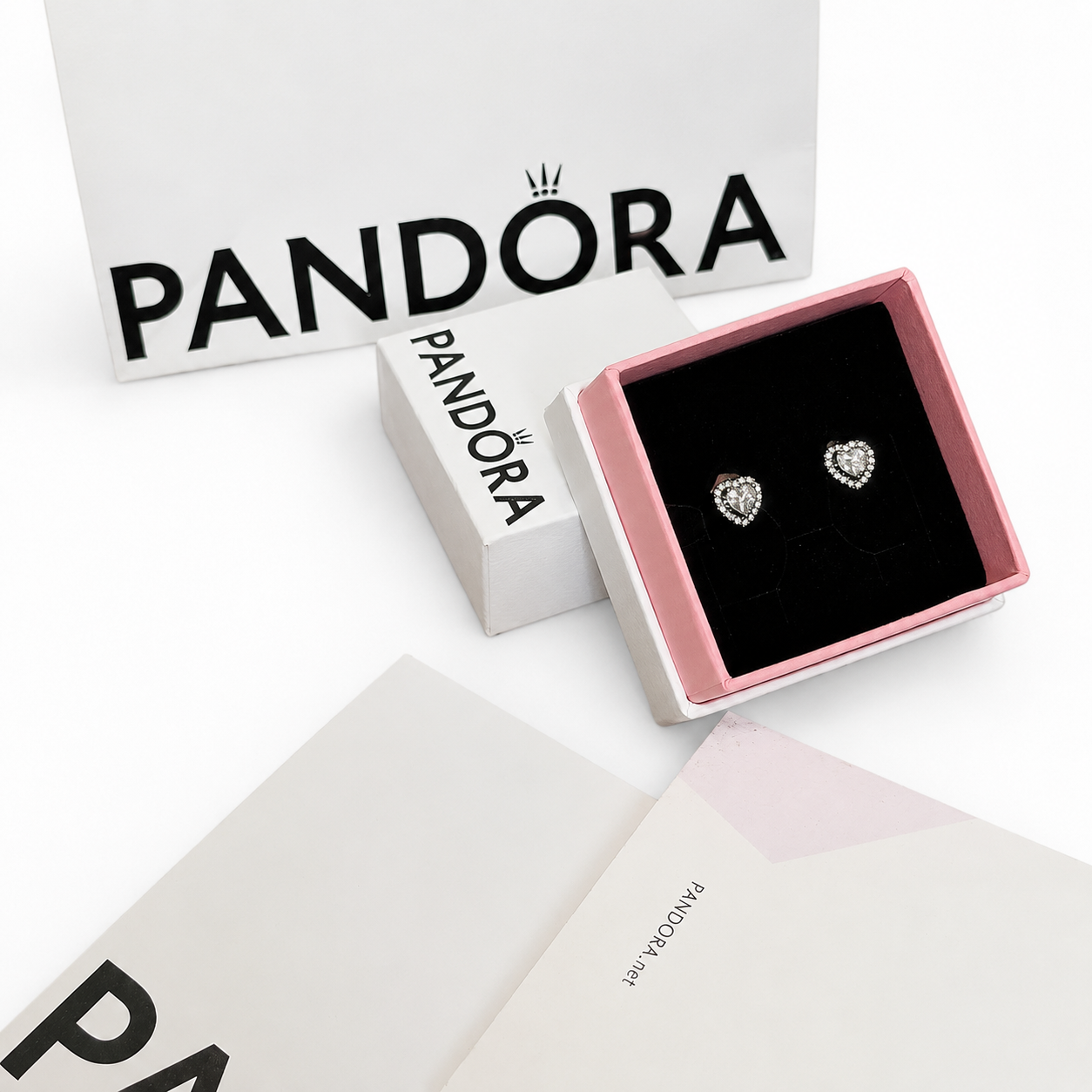 Pandora Sparkling Heart Halo Studs (With Box & Proper Packaging)