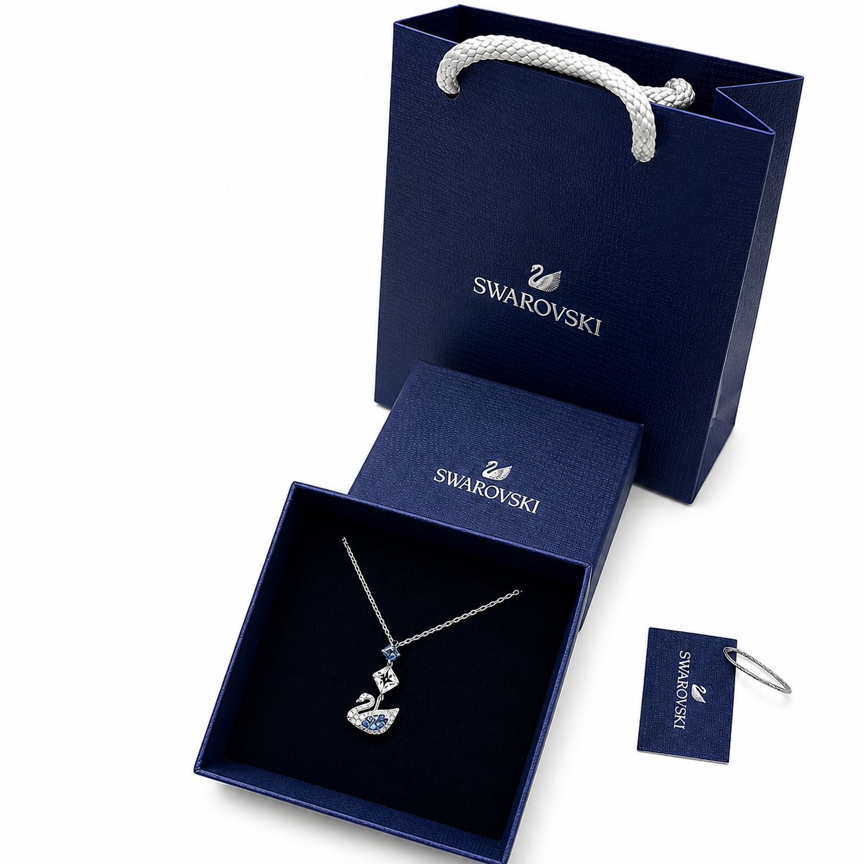 Swarovski Swan Pendant, Blue, Rhodium plated (Immediate Delivery Available) COME’S WITH BRANDED PACKAGING