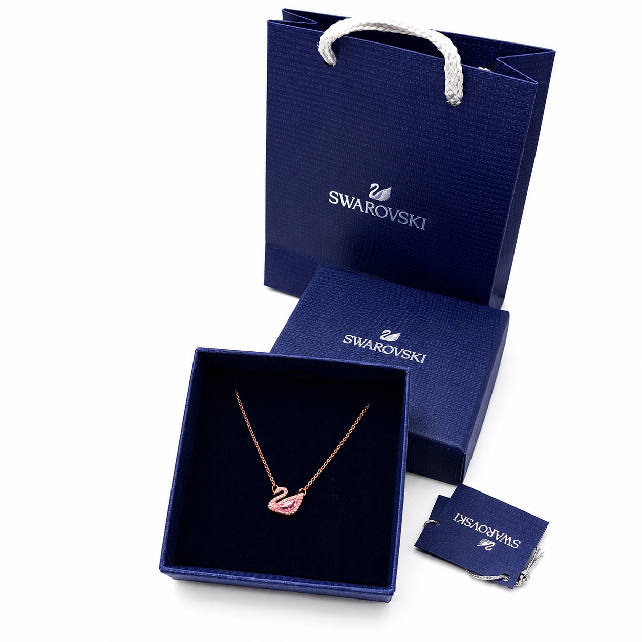 Swarovski Aurora Swan Pendant, Pink stone, Rose-gold tone plated (Immediate Delivery Available)