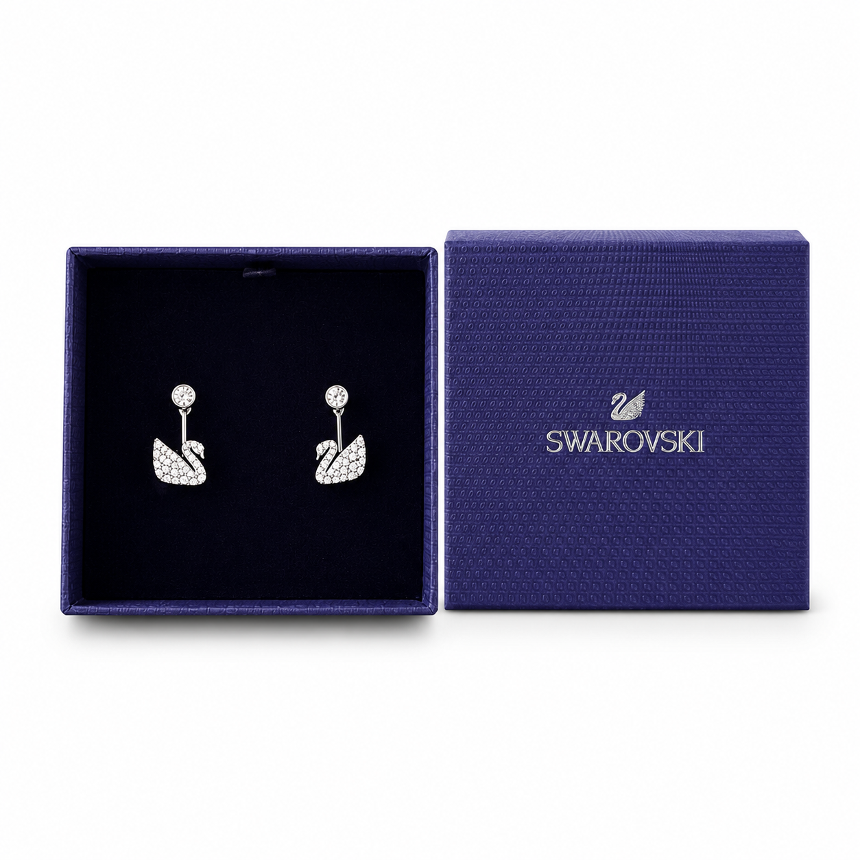 Swarovski Swan Pierced Earrings, White crystals, Rhodium plated (Immediate Delivery Available) COME’S WITH BRANDED PACKAGING
