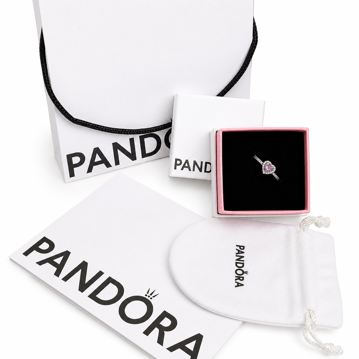 Pandora-Elevated Pink Heart Ring(with box & proper packaging)
