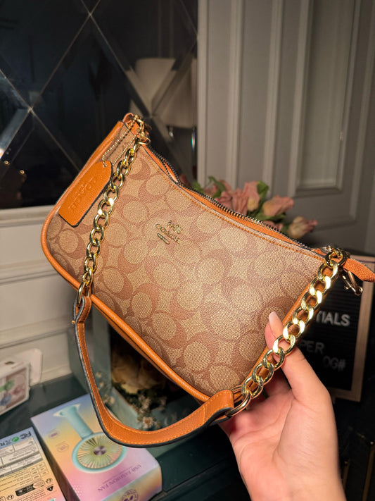Dark brown Coach shoulder bag (in stock)