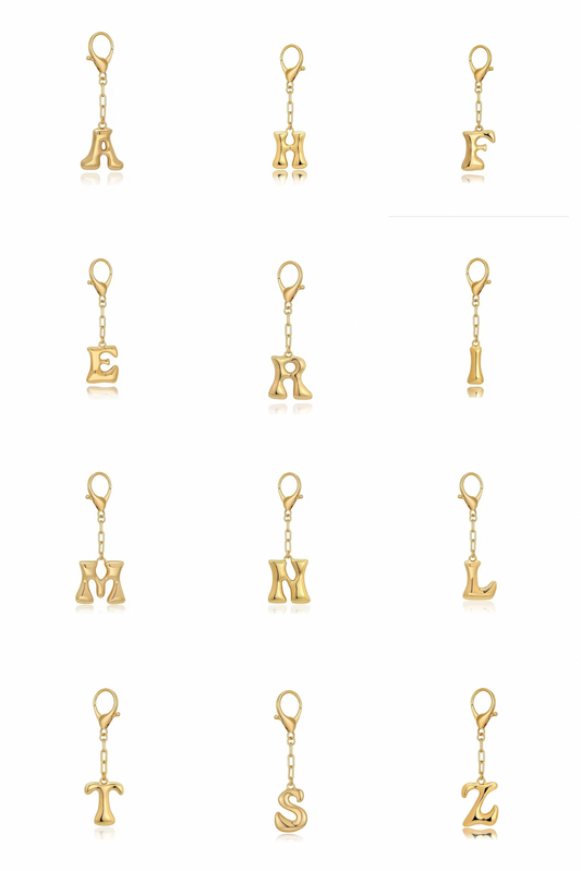 Alphabet’s gold bubble charm bag keychain