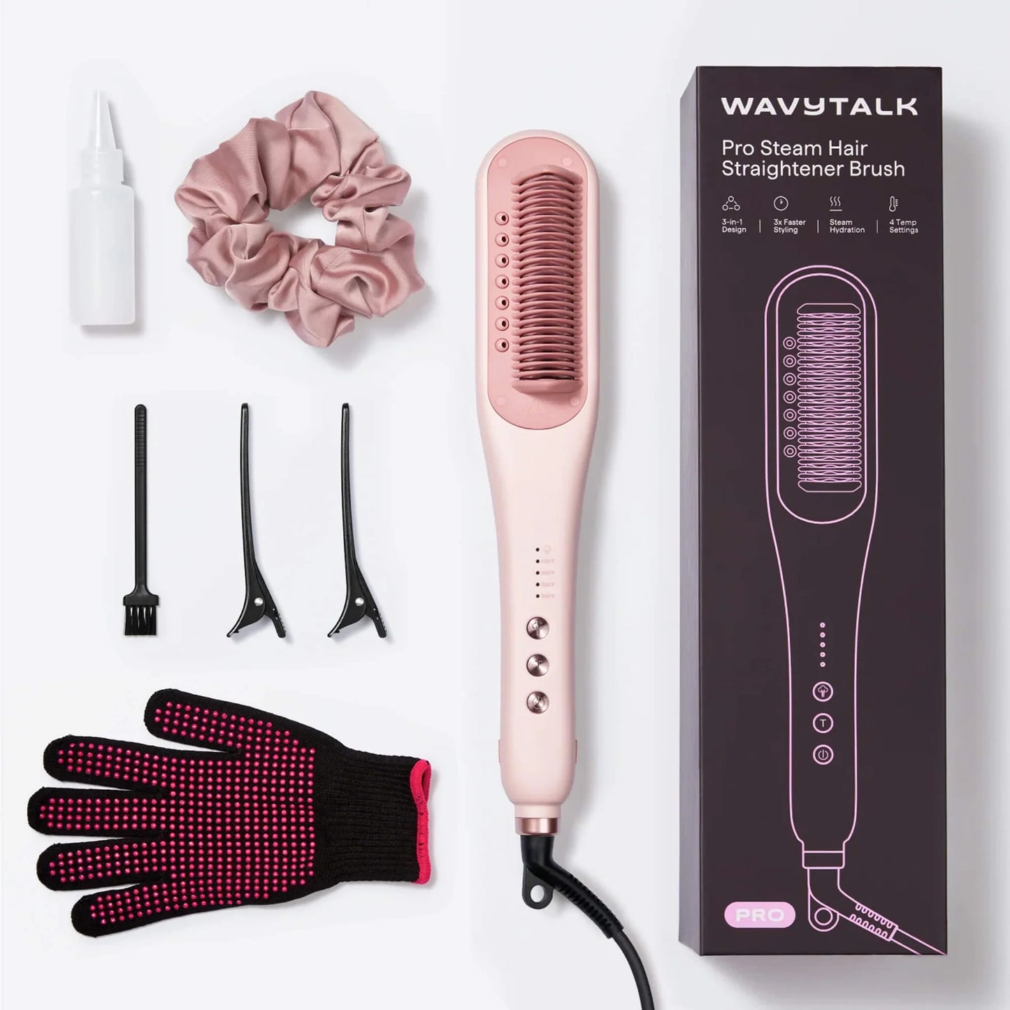 WAVYTALK Pro Steam Hair Straightener Brush – 3-in-1 Heated Straightening Comb.
(Immediate Delivery available)