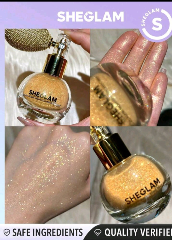 SHEGLAM Go Go Glow Highlighting Body Mist-Love Bomb Body Glitter Powder Spray High-Shine