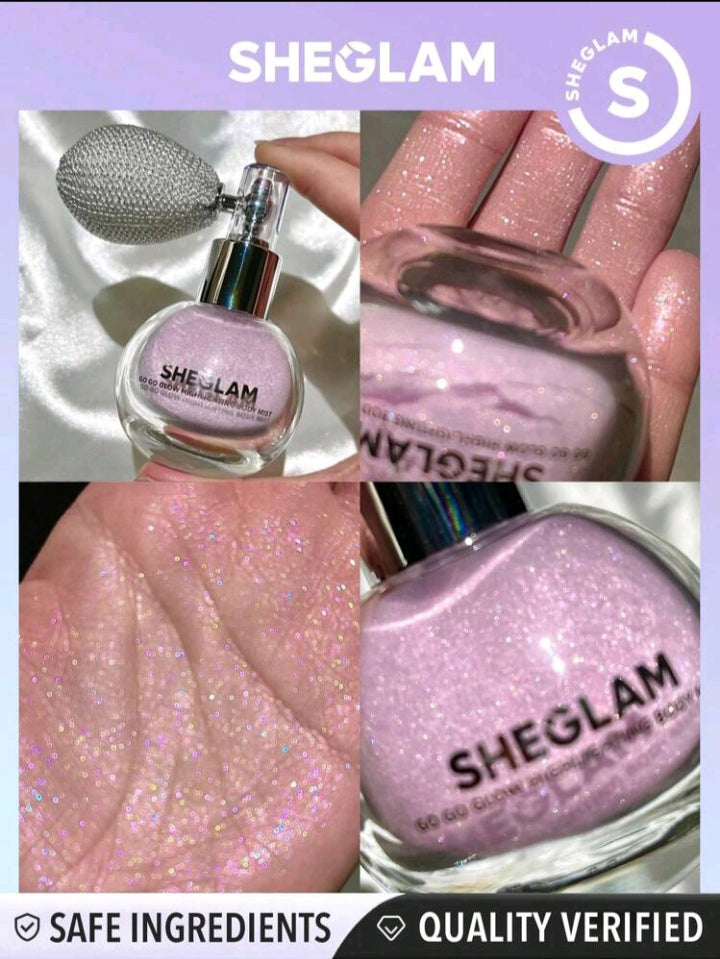 SHEGLAM Go Go Glow Highlighting Body Mist-Love Bomb Body Glitter Powder Spray High-Shine