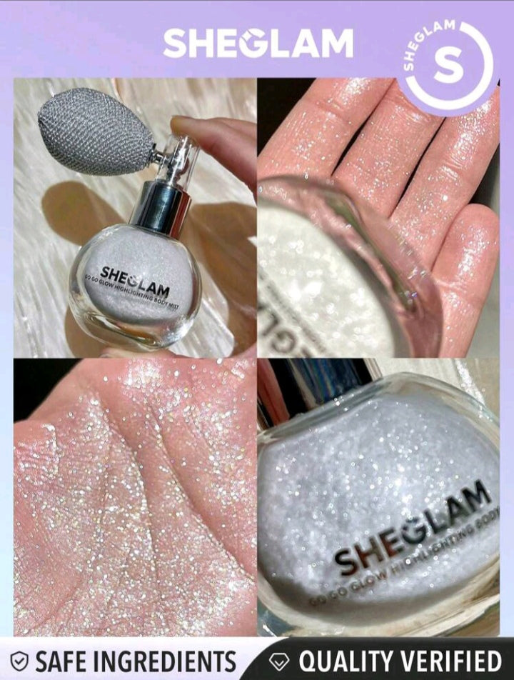 SHEGLAM Go Go Glow Highlighting Body Mist-Love Bomb Body Glitter Powder Spray High-Shine