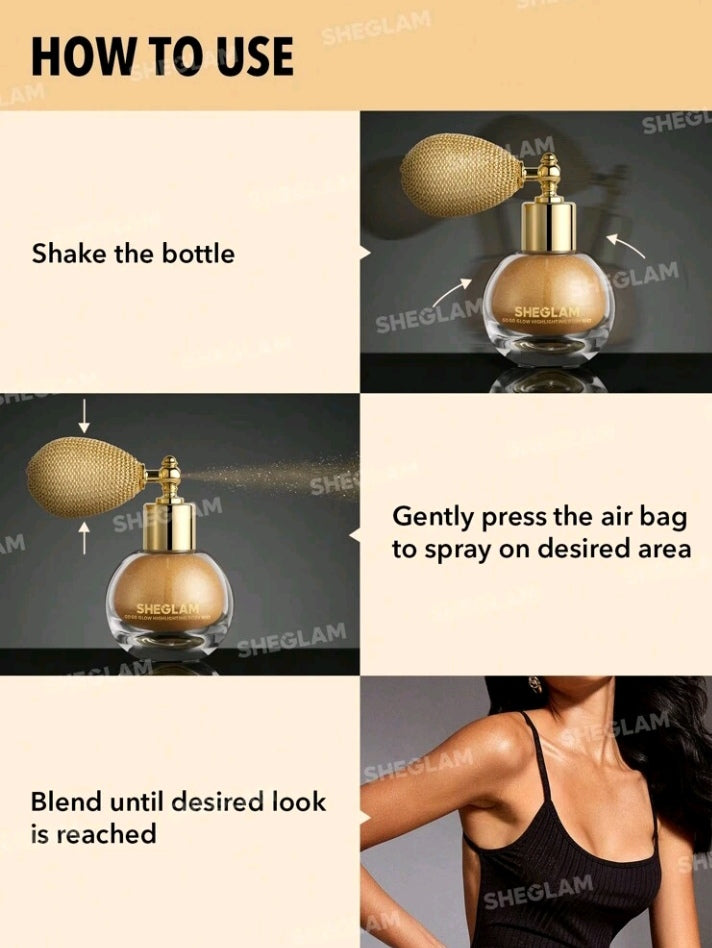 SHEGLAM Go Go Glow Highlighting Body Mist-Love Bomb Body Glitter Powder Spray High-Shine