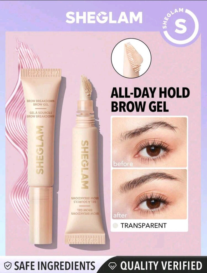 SHEGLAM Set Me Up Brow Hold-Crystal Clear Waterproof Eyebrow Gel No Smudge Long Lasting Shaping Eyebrow Wax